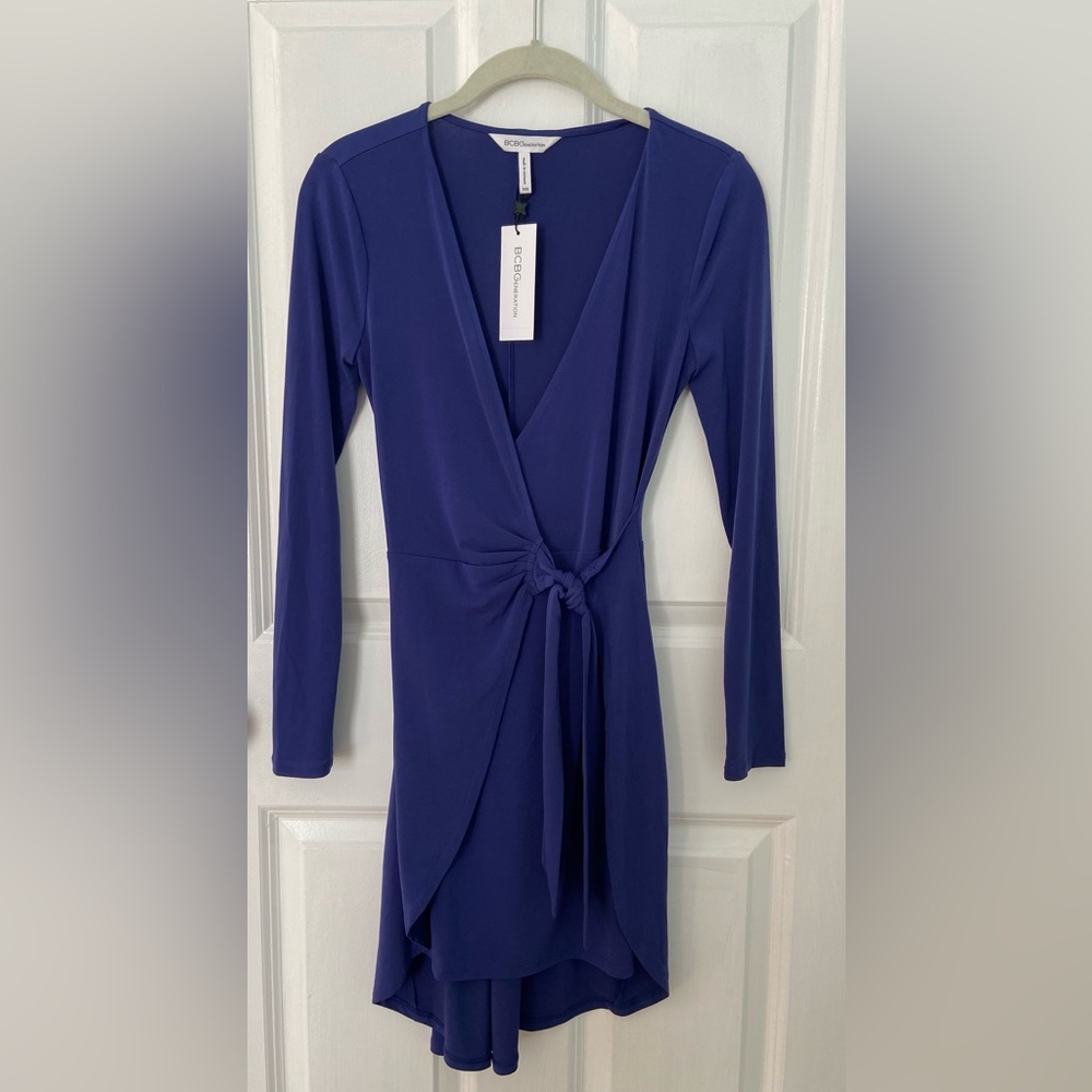 NWT BCBG Elegant Blue Wrap Dress sz XXS runs XS